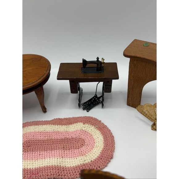 Vintage No Brand Wooden Dollhouse Furniture Piano Table Fireplace 1:12 Scale - Picture 6 of 9